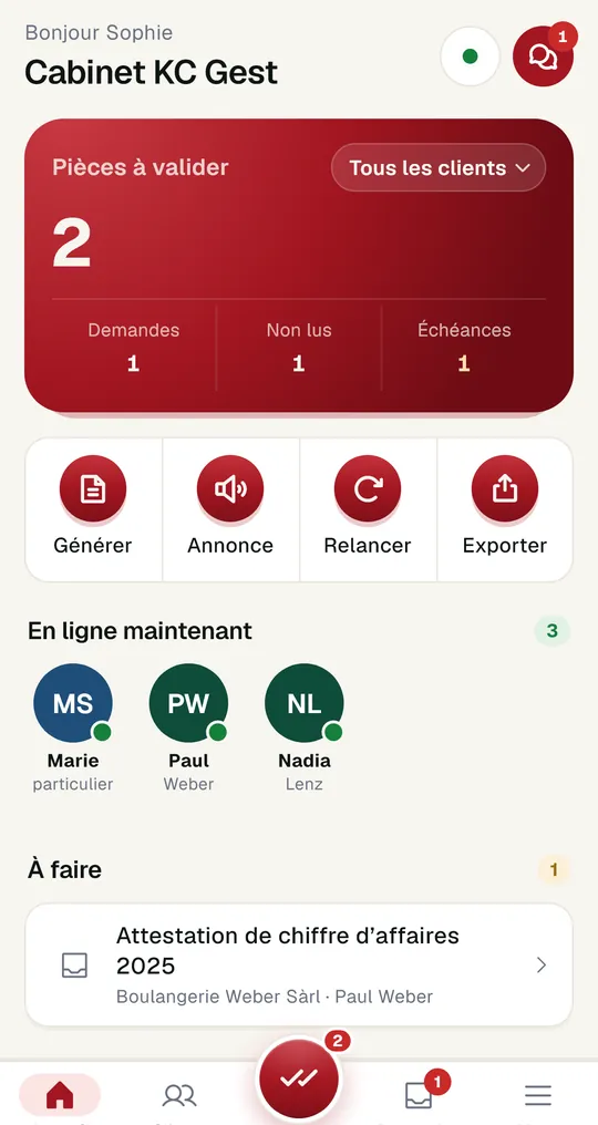 Comptable : l’accueil du cabinet.