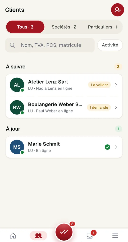 Comptable : tous les clients.