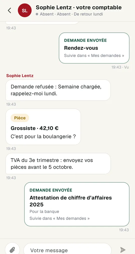 Société : les messages avec le comptable.