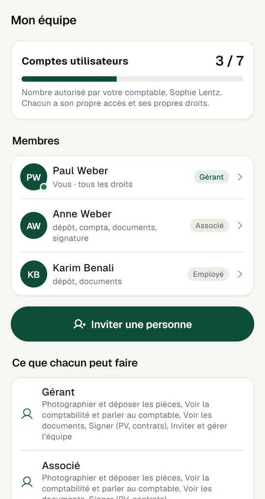 Société : mon équipe.