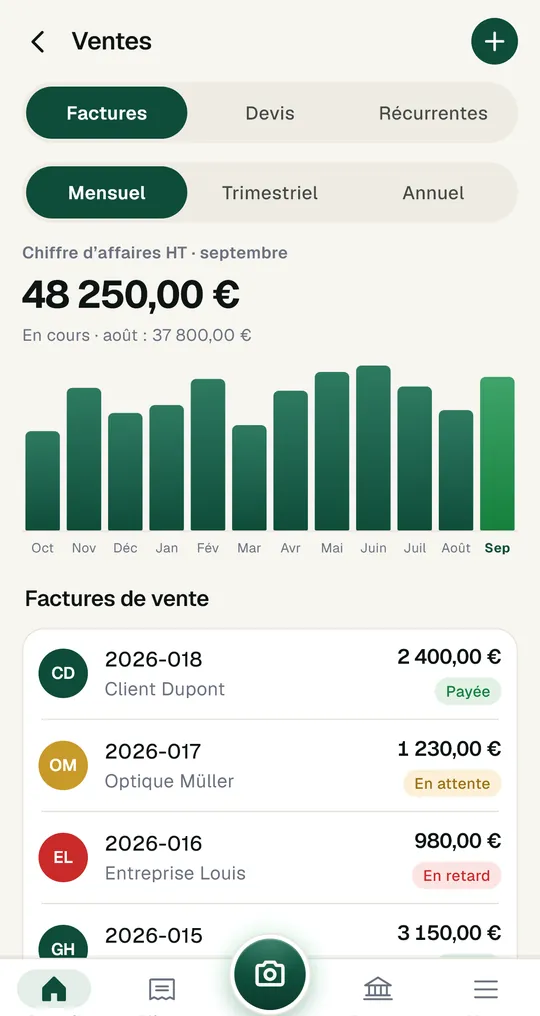 Société : facturer et suivre.